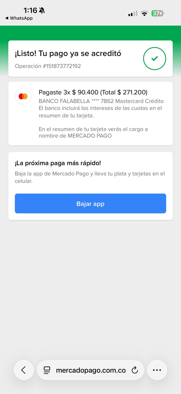 Foto enviada por el cliente