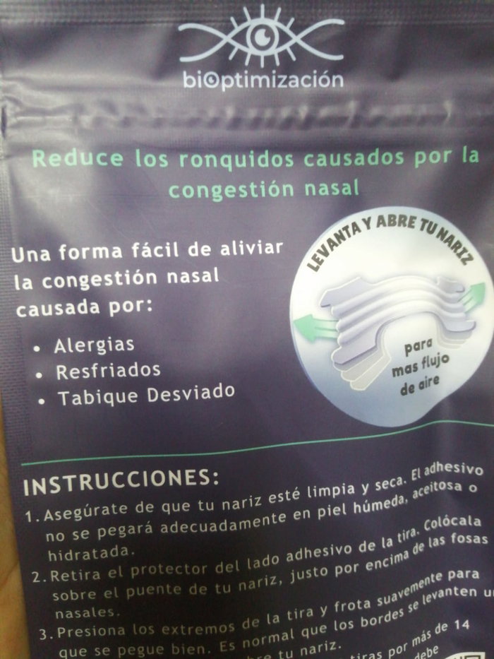 Foto que envió Marinalda A. junto con su reseña de las tiras nasales